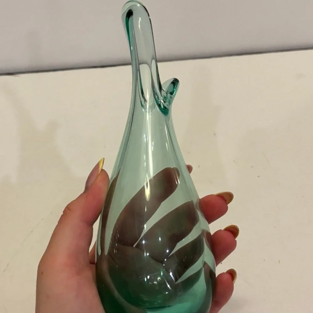 Holmegaard Akva Duckling Beak Vase, aqua